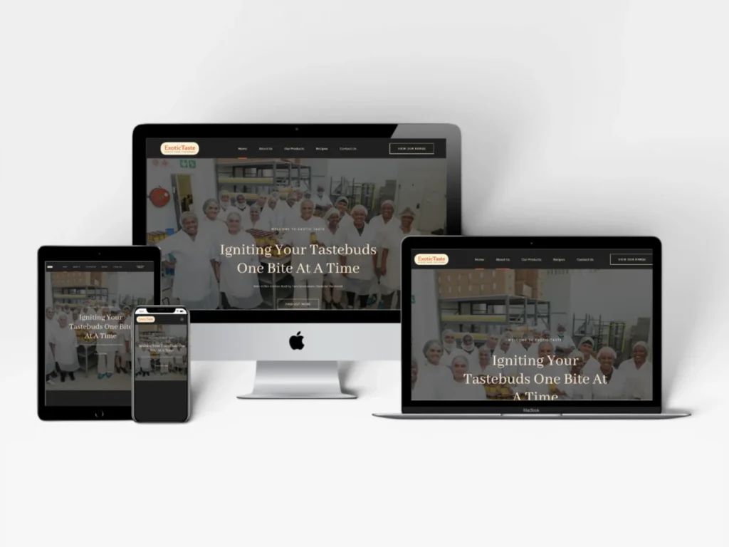 Exotic Tastes food brand website built by Rizco