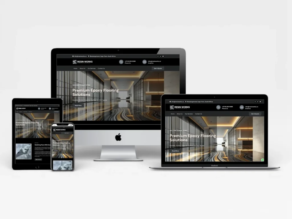 Resin Works epoxy flooring website built by Rizco